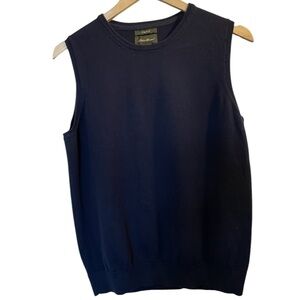 EDDIE BAUER Navy Blue Stretch Cotton Blend Crew Neck Pullover Sweater Vest - XL